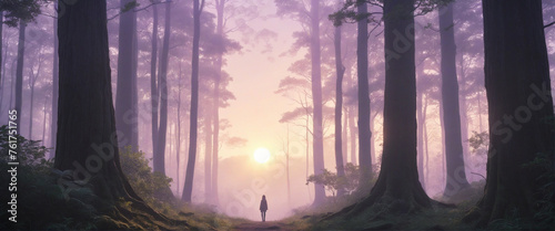 unseen spirits rising in woodland horizon light.