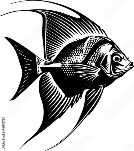 Angelfish Black Vector Illustration