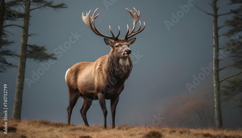 A Majestic Stag With Antlers Raised High © Fareeha