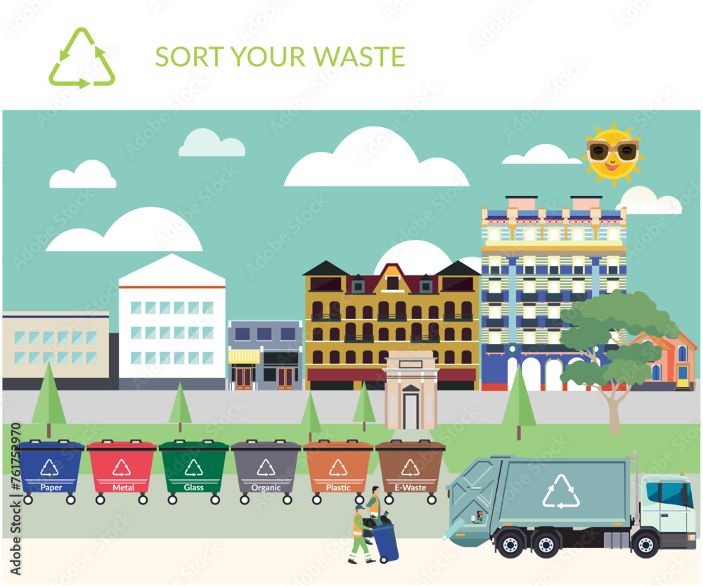 Naklejka premium Waste Sorting Design Illustration Vector