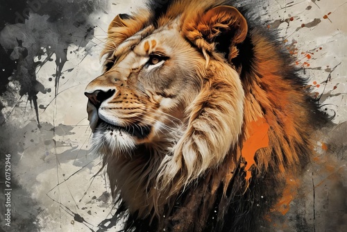 lion in the sun color abstract art created with generative AI software.