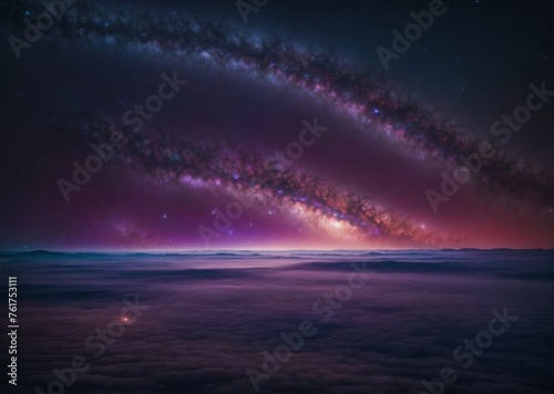 A purple sky with the stars and galaxy in the middle  galaxy sky 