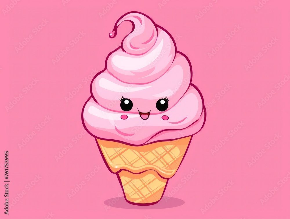 beautiful ice cream illustration with happy emotions on face beautiful ice cream illustration with happy emotions on face