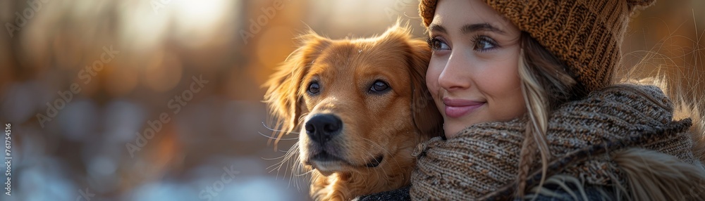 Joyful dog and owner in a natural setting, capturing unscripted joy and genuine diversity Joyful dog and owner in a natural setting, capturing unscripted joy and genuine diversity