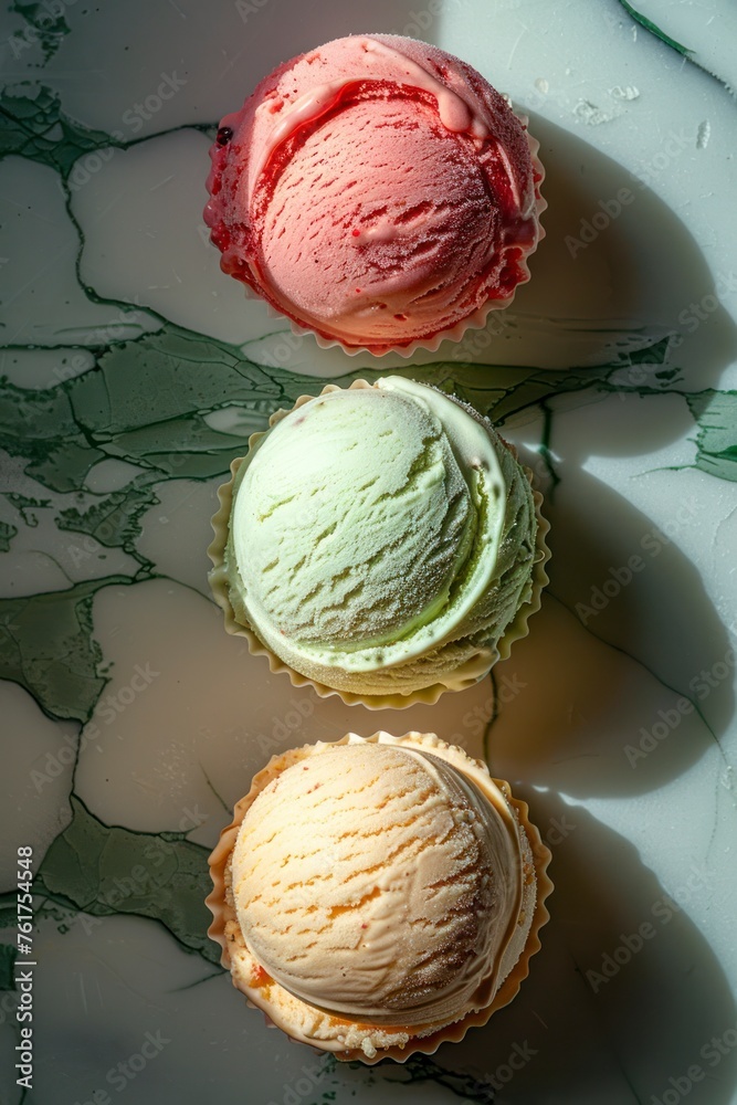 Fototapeta premium Fresh tasty organic ice cream in waffle cone 
