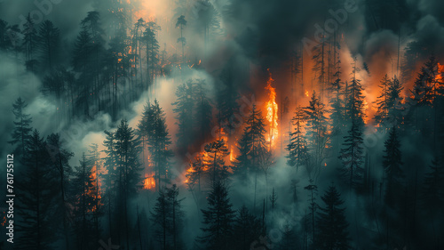 Scorched earth: ashen landscapes reveal the aftermath of widespread forest fires. photo