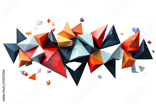 A vibrant ensemble of diverse colored shapes arranged on a crisp white canvas photo