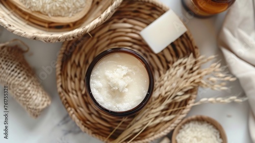 A gentle exfoliator with rice grains photo