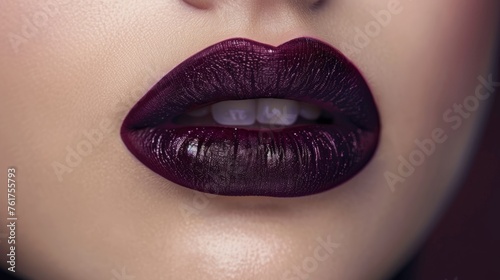 Deep plum lipstick for a mysterious touch photo