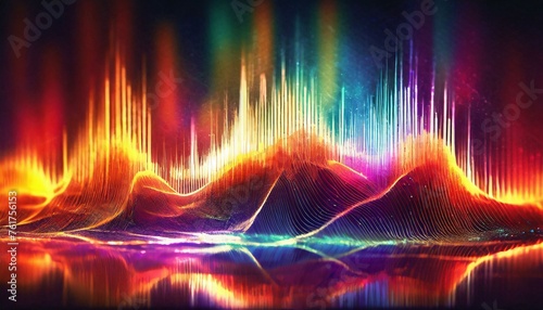 bright colorful and horizontal sound wave