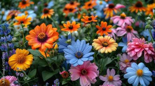 Diverse Field of Multicolored Flowers
