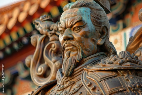 Statue of an ancient Chinese warrior and military strategist with historical and cultural significance photo