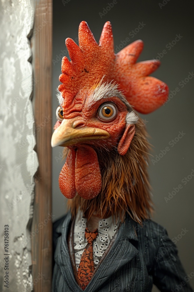 The character of the rooster . 3d illustration