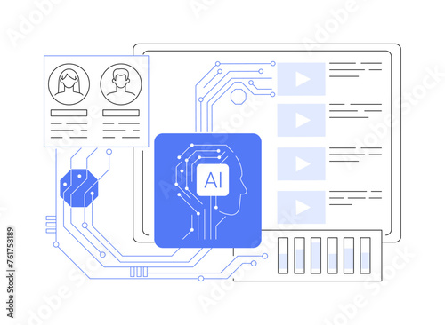 AI-Enhanced Content Recommendation abstract concept vector illustration.