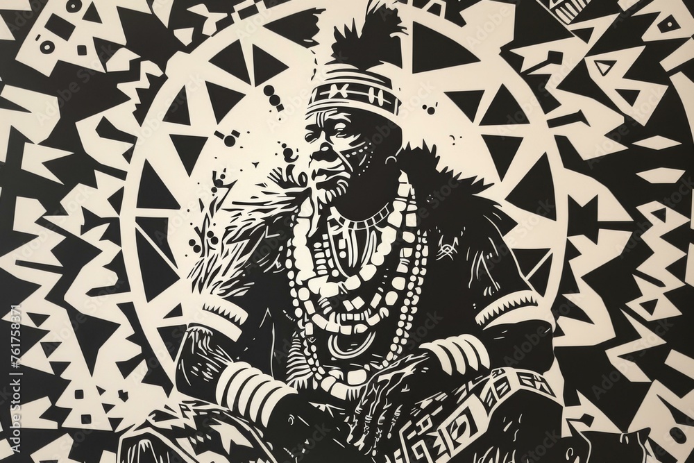 Shaka Zulu King depicted in African Monarch Historical Warrior Tribal ...
