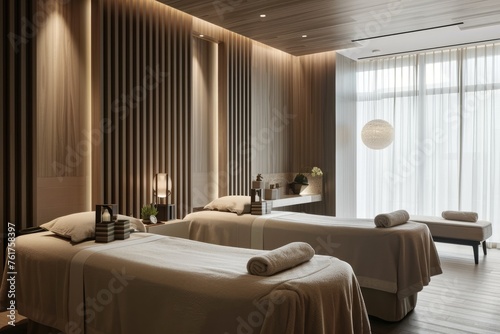 Harmony and peace in a spa interior with spectacular design and a relaxing atmosphere