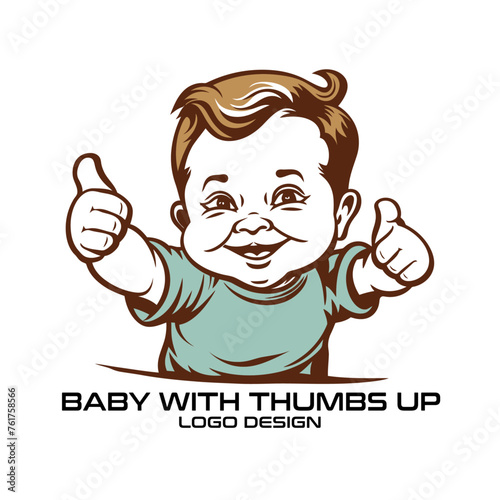 Baby With Thumbs Up Vector Logo Design