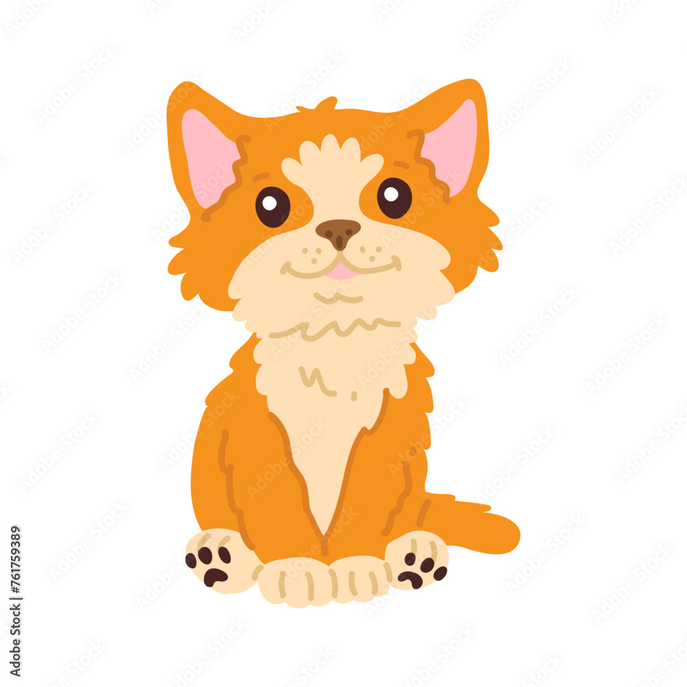Vector illustration cute doodle kitten for digital stamp,greeting card,sticker,icon,design