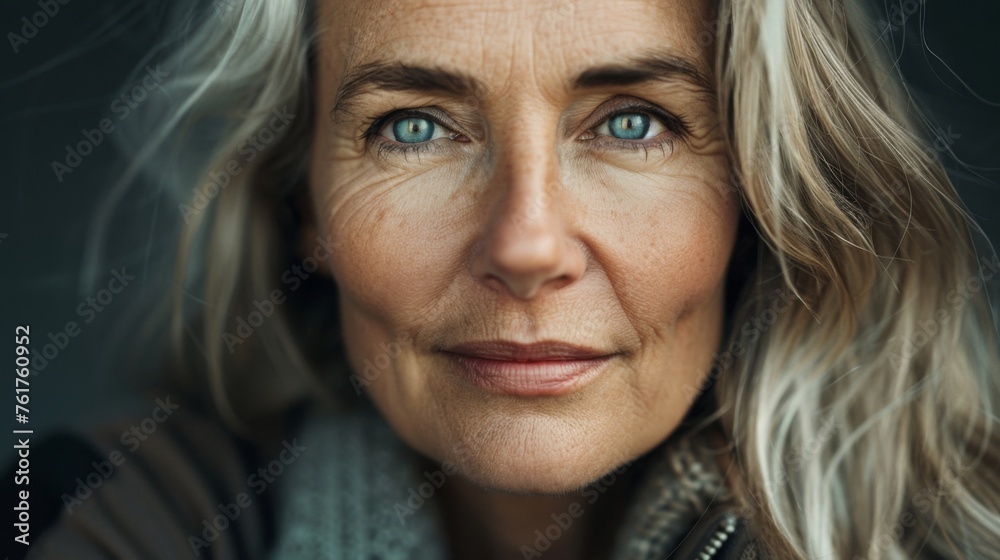 Close up portrait of mid aged mature woman Close up portrait of mid aged mature woman