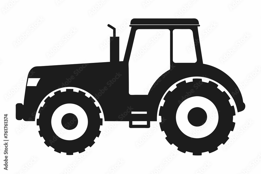 tractor silhouette on white background