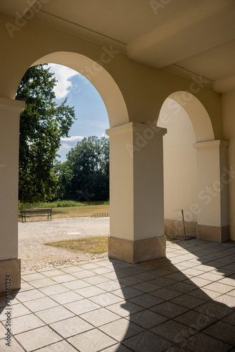 Arcades and park of Chateau Pohansko, Moravia, Czechia photo
