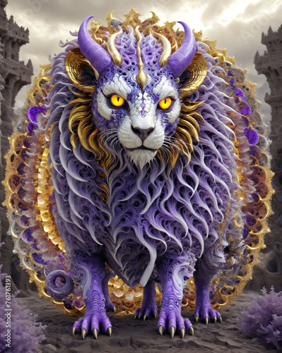The purple-gold monster in the old city