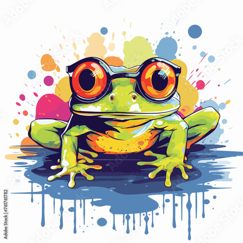 Cute frog on the water illustration with soft pop 
