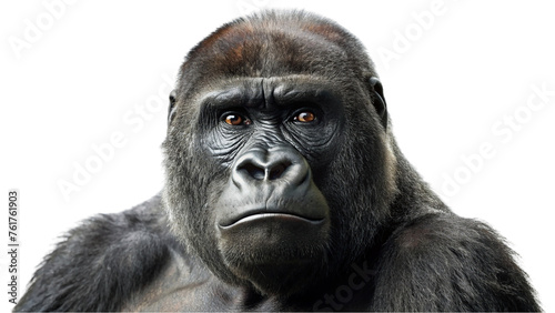 Portrait of a gorilla. isolated on transparent background.