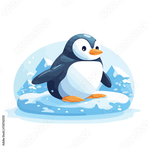 Cute penguin sliding on ice illustration perfect fo