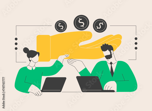 Wage subsidy for business employees abstract concept vector illustration.