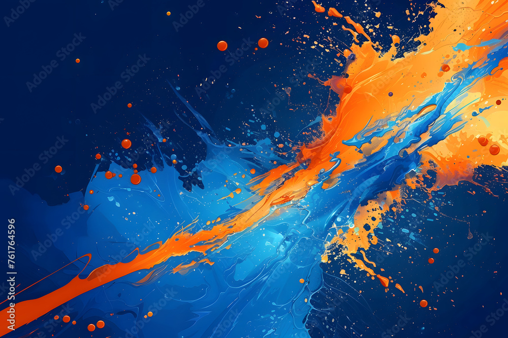 abstract background in the form of blue and orange splashes, illustration of orange and blue splashes and paint splatters abstract background in the form of blue and orange splashes, illustration of orange and blue splashes and paint splatters
