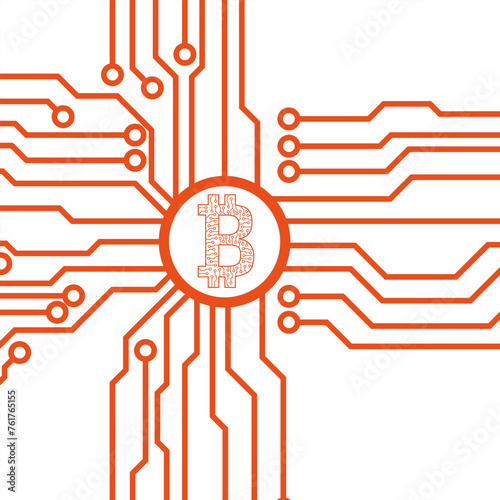 Bitcoin vector. Electronic money. Abstract Bitcoin. Electronic business bitcoin.