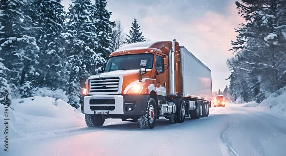 Truck driving in the snow. Truck driving in the snow.