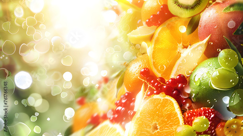 Fruity background  wallpaper full of fruits  berry background
