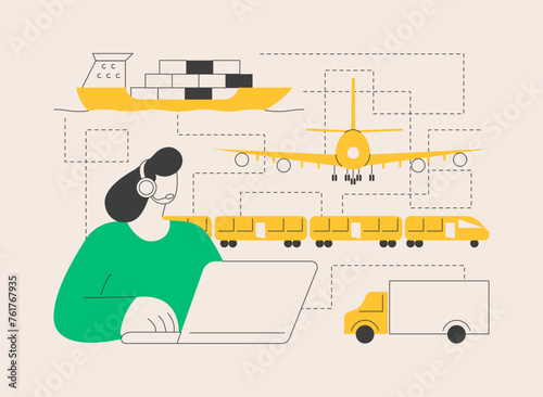 Global transportation system abstract concept vector illustration.