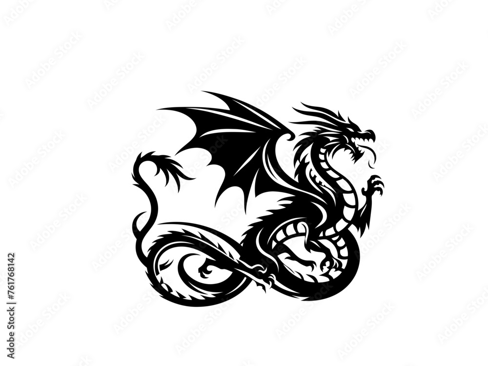 Mystical Dragon: Dragon Vector Illustration for Fantasy Designs and Mythical Artistry Mystical Dragon: Dragon Vector Illustration for Fantasy Designs and Mythical Artistry
