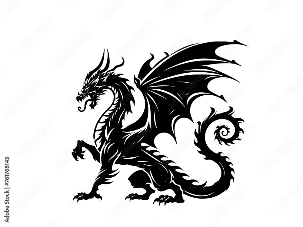 Mystical Dragon: Dragon Vector Illustration for Fantasy Designs and Mythical Artistry Mystical Dragon: Dragon Vector Illustration for Fantasy Designs and Mythical Artistry