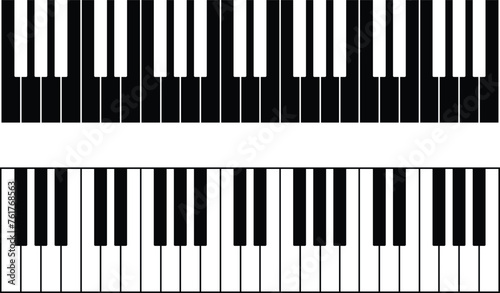 Set of Piano icon in flat Style. Keyboard signs, musical instrument pictogram. Classical music, pianoforte melody, jazz show and performance, piano keys on transparent background.