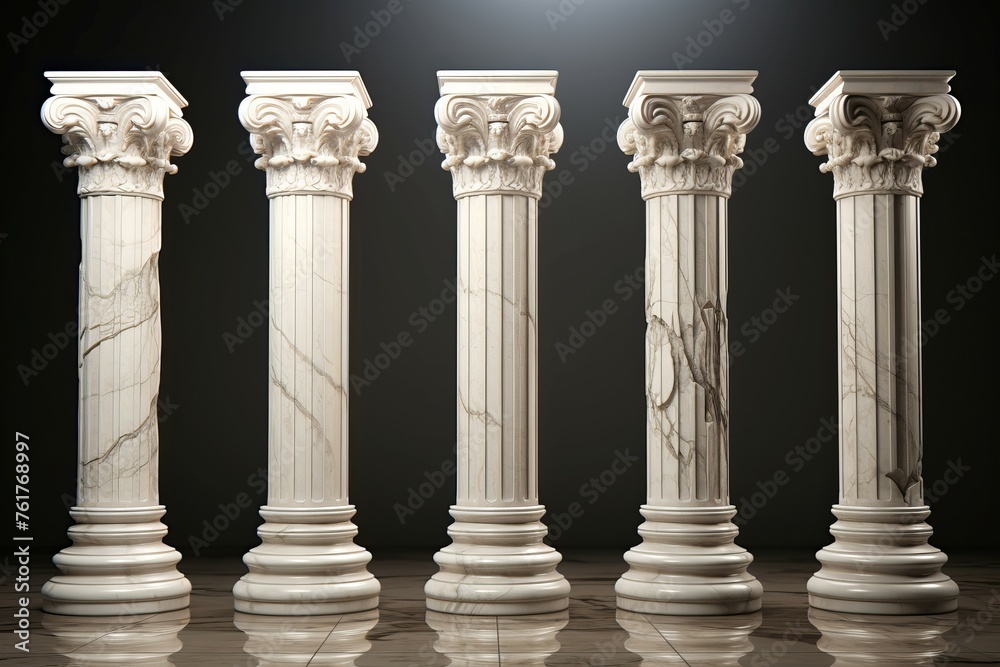Sturdy Marble ancient pillars. Greek stone. Generate Ai Sturdy Marble ancient pillars. Greek stone. Generate Ai