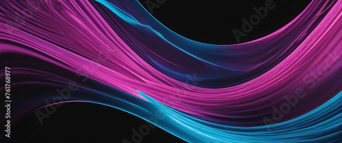 Purple pink blue abstract dynamic color flow wave black background grny texture banner website header design photo