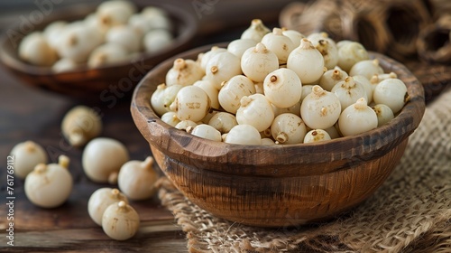 Makhana, commonly known as fox nuts or lotus seeds, are nutritious seeds harvested from the Euryale ferox plant, a member of the water lily family, predominantly grown in Asian wetlands and ponds.
