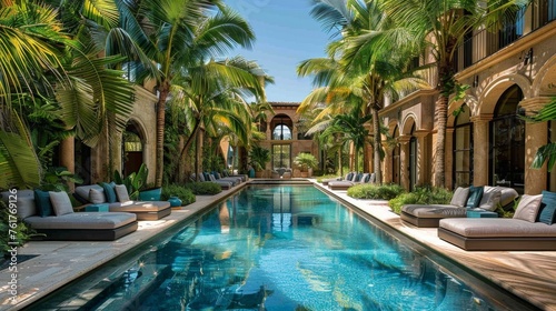 Large Swimming Pool With Palm Trees