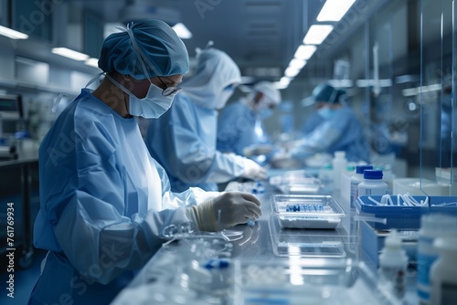 Healthcare Professionals in a Sterile and Safe Working Environment, Adhering to High Standards of Cleanliness – Visualize a pristine hospital or clinic following hygiene protocols.