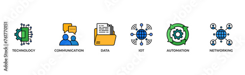 Digital transformation banner web icon glyph silhouette with icon of technology, communication, data, iot, ict, automation, internet, and networking