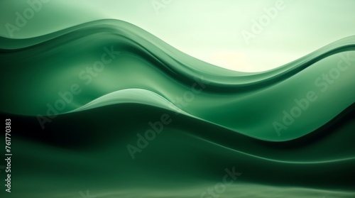 Green waves undulate smoothly in an abstract, fluid setting 