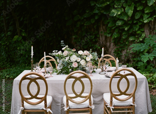 Romantic Wedding Table Setting at Vizcaya Museum and Gardens photo