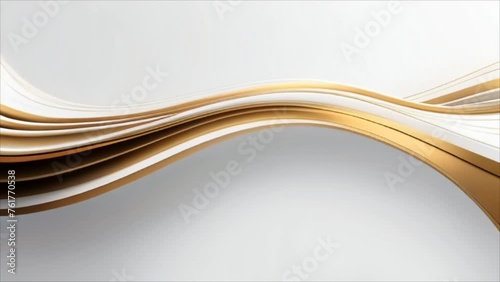 Video, abstract background. Golden  lines move on a white background, background for advertising. AI generative.