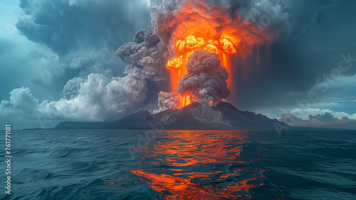 Nature's fury: volcanic eruptions wreak havoc with billowing ash clouds and rivers of lava. photo