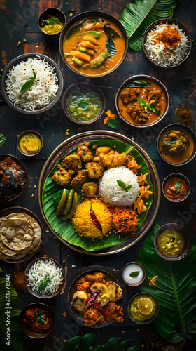 A Scrumptious Ensemble of Traditional Iyengar Cuisine Served on Banana Leaf