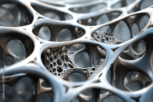 Macro view of metal bone structure, 3d background concept